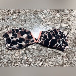 Leopard Print Strapless Swim Top